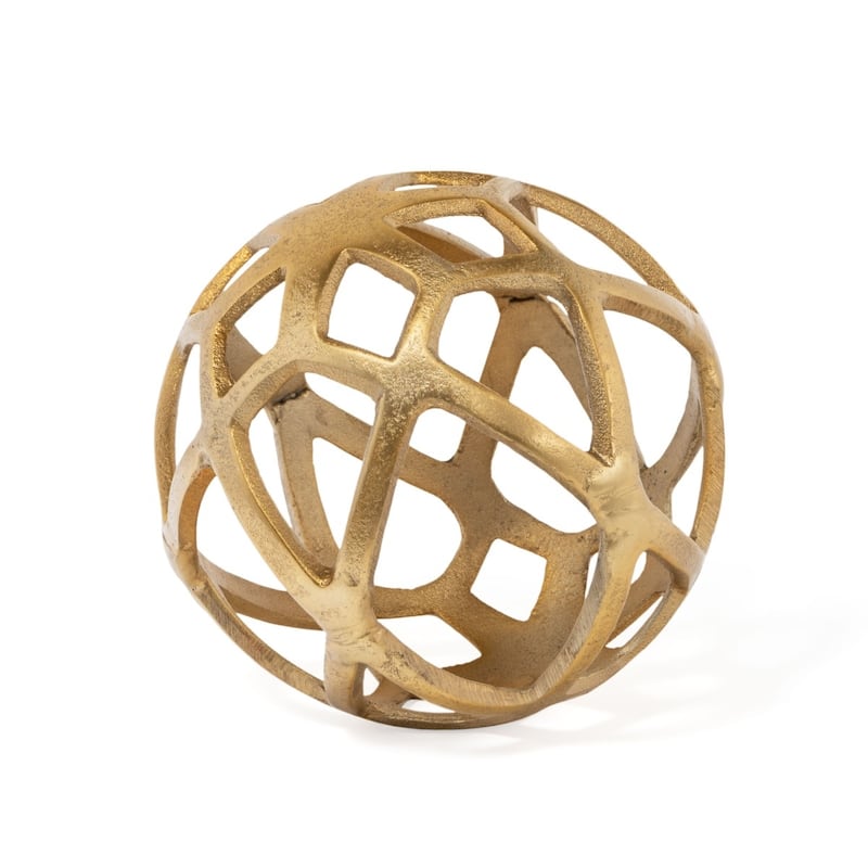 Vyan Decorative Metal Orb Sculpture - Large Gold
