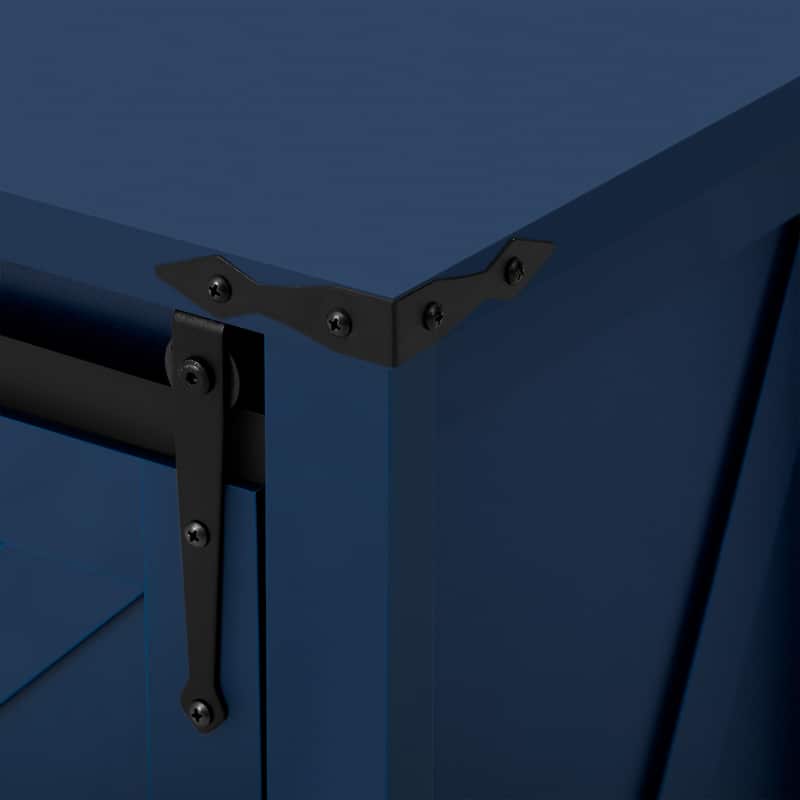 Sideboard with Sliding Barn Doors & 4 Storage Drawers, Wood Buffet Cabinet Table with Power Outlet & Adjustable Shelves