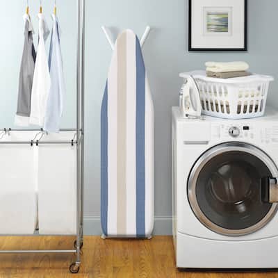 Whitmor Ironing Pad Cover Heat Reflect Strip Blue/Ivory