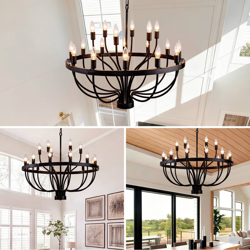 Industrial Chandelier Rustic Vintage 18-Lights Candle Style Chandeliers Light Fixture