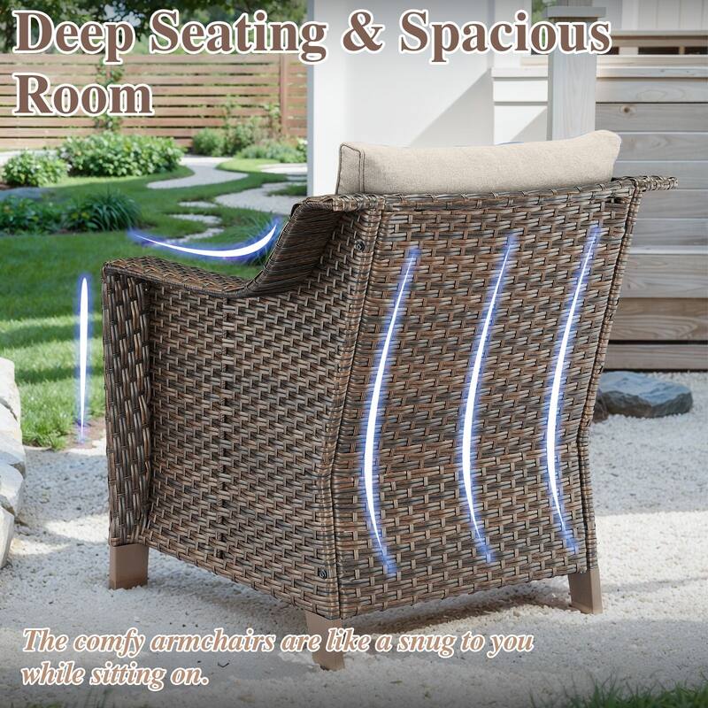 Outdoor Arm Chair with Cushion Wicker Rattan Chair