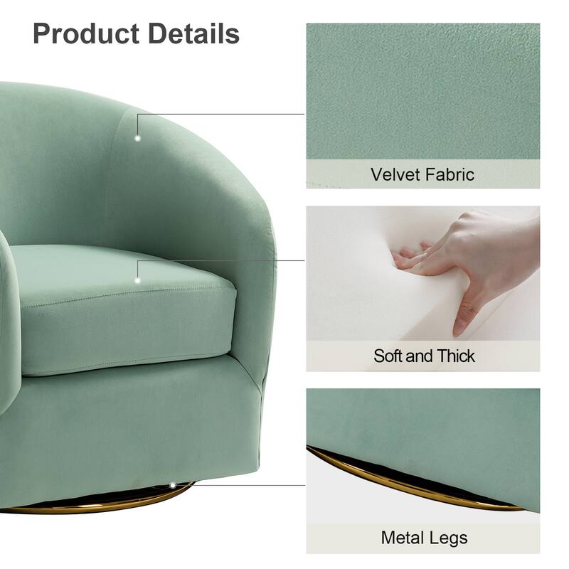 Eleuterio Modern Upholstered Swivel Accent Barrel Chair with Metal Base Set of 2 by HULALA HOME