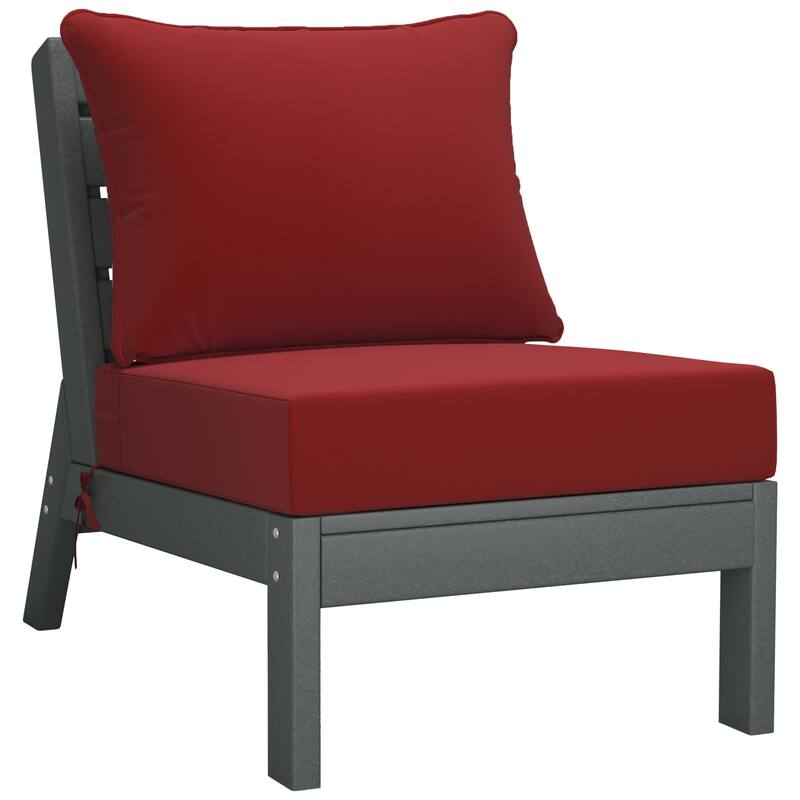Polytrends Birchwood All Weather HDPE Outdoor Patio Deep Seating Gray Sofa With Cushions (3-Piece)