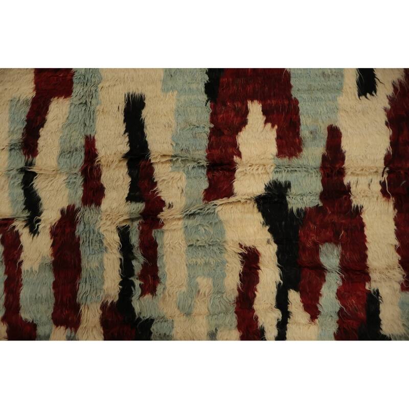 Hand Knotted Oriental 100% Wool Carpet Modern Tribal Beige & Ivories Moroccan Area Rug - 9' 2'' X 6' 0''