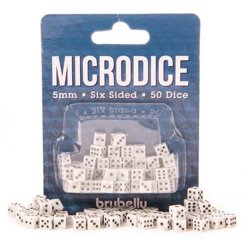 5mm Microdice, White with Black, 50-pack - 6.5x2.5x.6 in