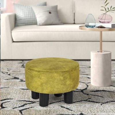Adeco Round Ottoman PU Leather Footrest Modern Padded Chair Footstool