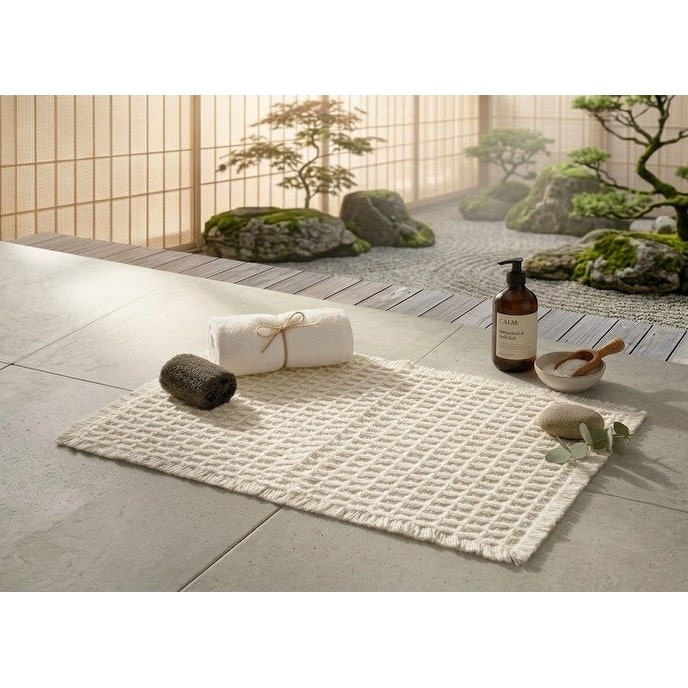 Belgian Waffle Recycled Polyester Eco-Friendly Bath Rug - 20x32 - Ivory