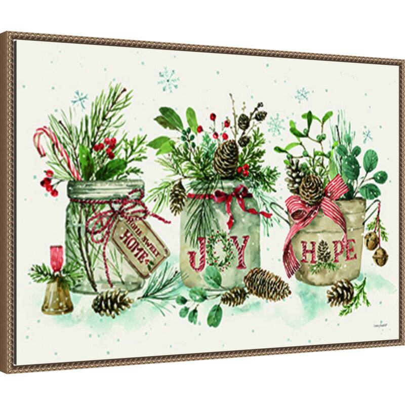 Holiday Spirit I by Lisa Audit (33 x 23 in.), Framed Canvas Wall Art Print - Sylvie Beaded Dark Gold