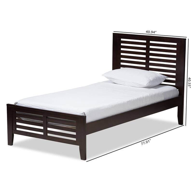 Twin Platform Bed - Modern Wood Bed Frame, Dark Brown Finish, Low Profile Design, Easy Assembly