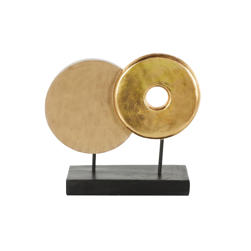Resin Geometric Handmade Sculpture with Black Rectangular Base - Gold - Roche River Decor - 4"W x 14"L x 13"H