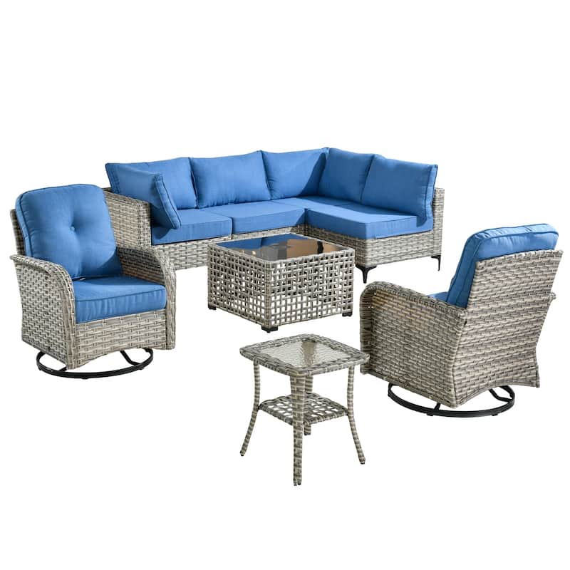 XIZZI 8-piece Patio Furniture Sectional Set with Swivel Chair