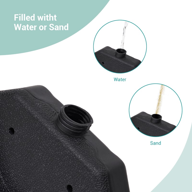 LIVOOSUN Outdoor 180LBS Black Plastic Patio Offset Umbrella Base