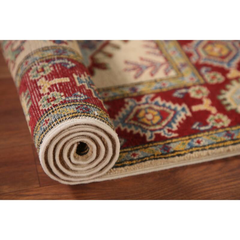 Geometric Kazak Accent Rug Handmade Wool Carpet - 2'8" x 4'0"