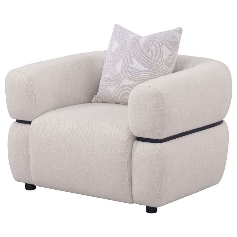 Jeanette Fabric Upholstered Round Arm Accent Chair Beige