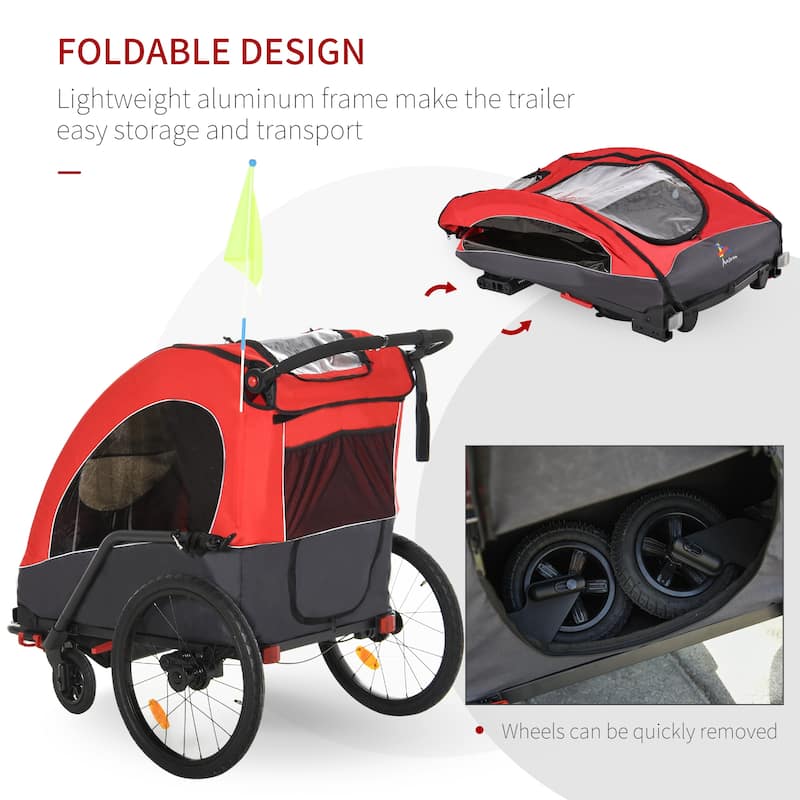 Multi-Functional Bike Trailer for Kids, Twin Stroller & Jogger with 5-Point Harness, Premium Rubber Tires, and Foldable Design