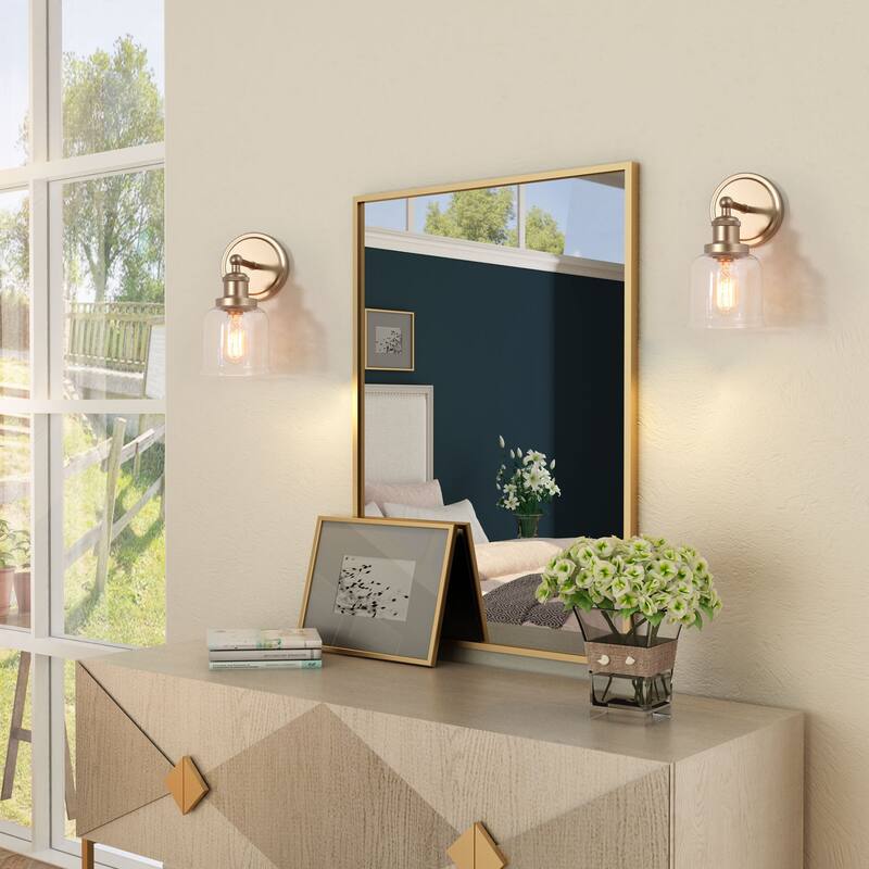 Ciare Modern Bathroom Vanity Lights Mini Wall Sconce Gold Bell Dimmable Glass Shade - Rose Gold - L 4.5" x W 7" x H 10"