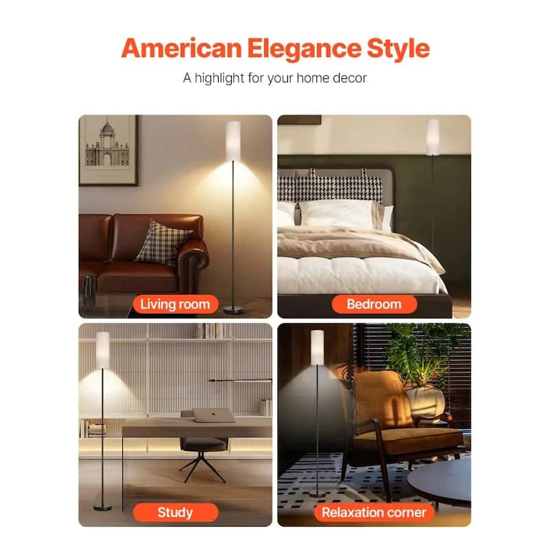 Modern Dimmable Floor Lamp with Remote Bluetooth App Control Adjustable LED Light and RGB Modes - N/A