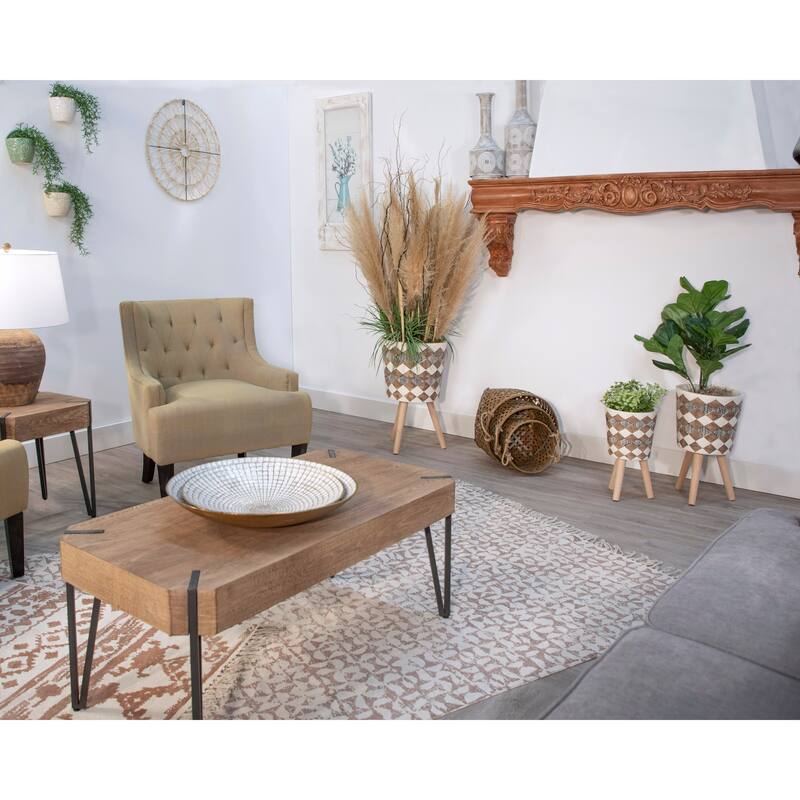 Sagebrook Home Elegant Magnesia and Beech Wood Planters - Perfect Home & Garden Accent