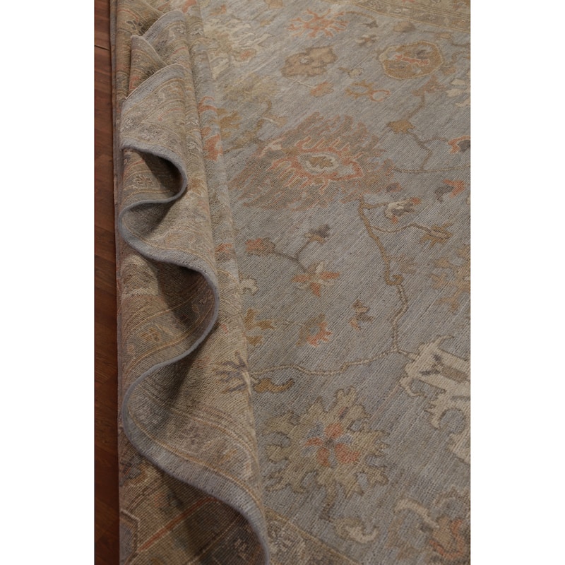 Hand Knotted Oriental 100% Wool Carpet Transitional All-Over Greys & Charcoal Oushak Area Rug - 11' 10'' X 8' 10''