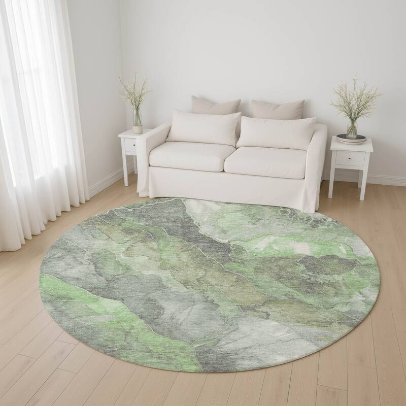 Premium Washable Super Soft Abstract Mayfield Rug - Green - 8' x 8'