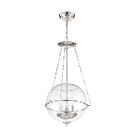 Odyssey 3-Light Pendant Fixture Polished Nickel with Clear Glass - N/A