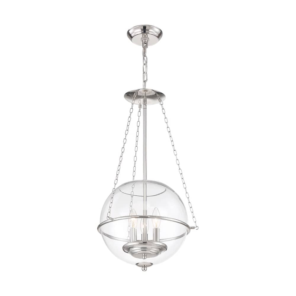 Odyssey 3-Light Pendant Fixture Polished Nickel with Clear Glass