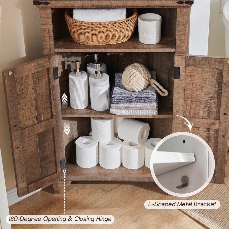 Farmhouse Corner Bathroom Cabinet, Small Corner Cabinet with Barn Door - N/A