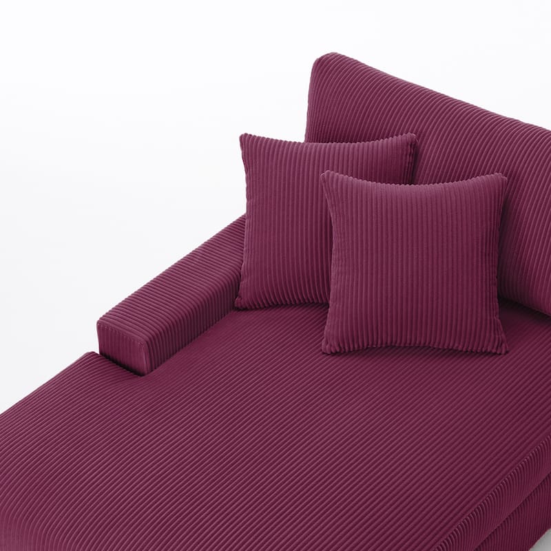 Corduroy Chaise Lounge Chair Upholstered Indoor Lounger Sofa