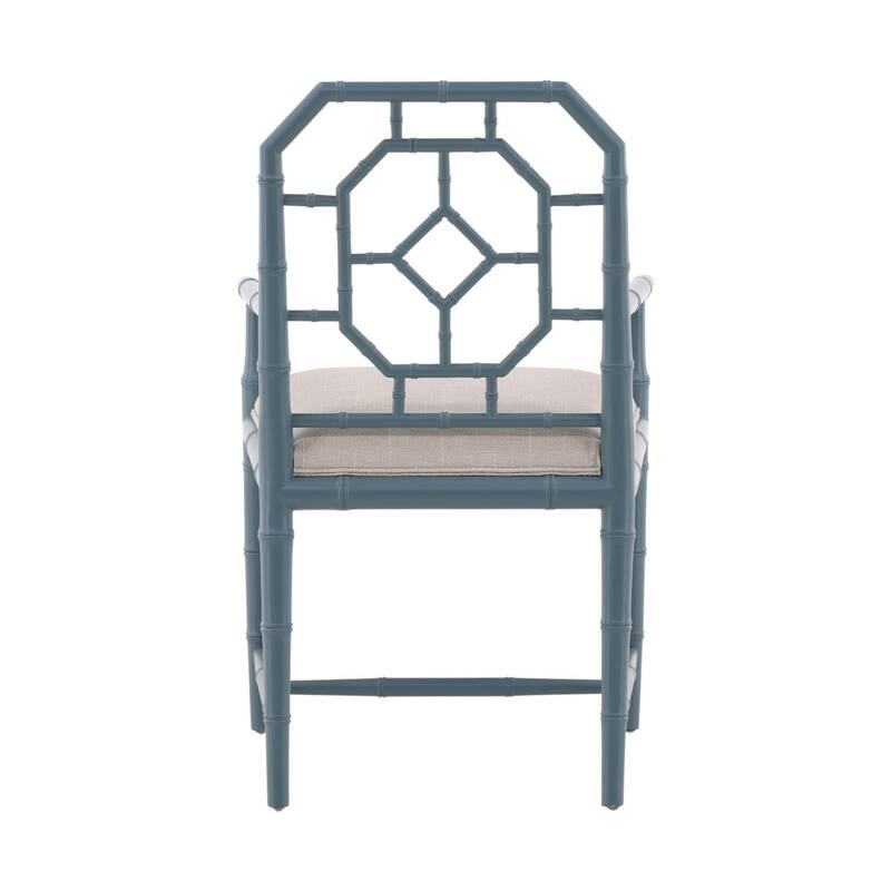 Furniture Classics Light Blue Mahogany Bamboo Style Arm Chair