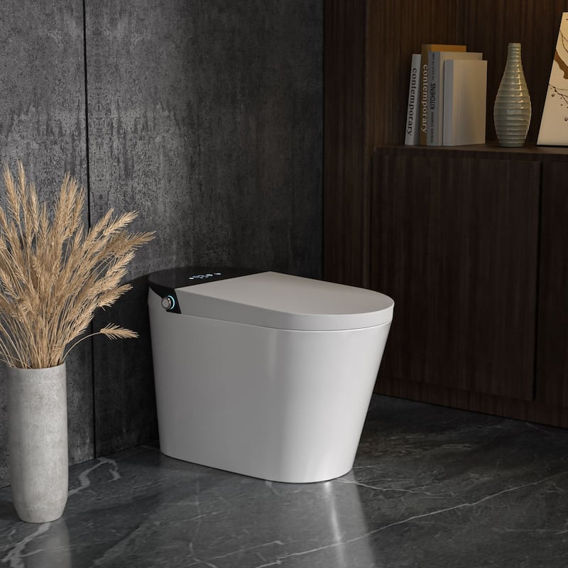 1-Piece 1.28 GPF Auto Single Flush Elongated Bidet Toilet Smart Toilet in White
