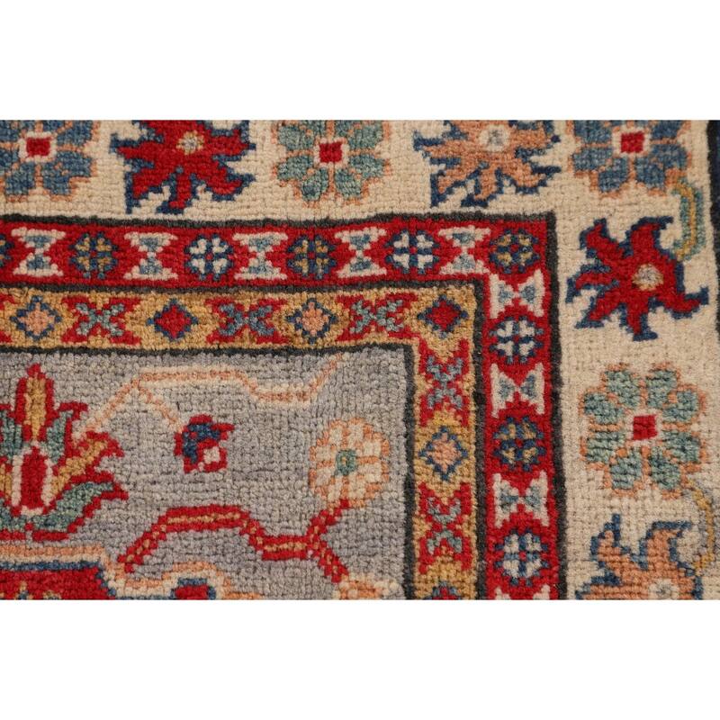 Geometric Kazak Accent Rug Bedroom Hand-Knotted Wool Carpet - 2'9" x 4'1"