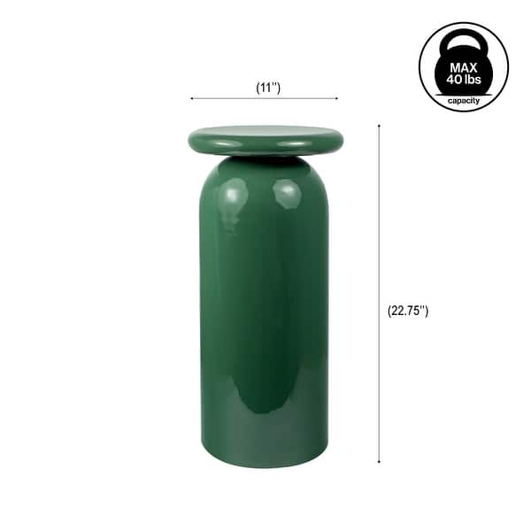 dimension image slide 0 of 7, Miles Modern Metal Round Drink Table - Sleek Cylinder Mushroom Pedestal Accent End Side Table for Living Room Bedroom