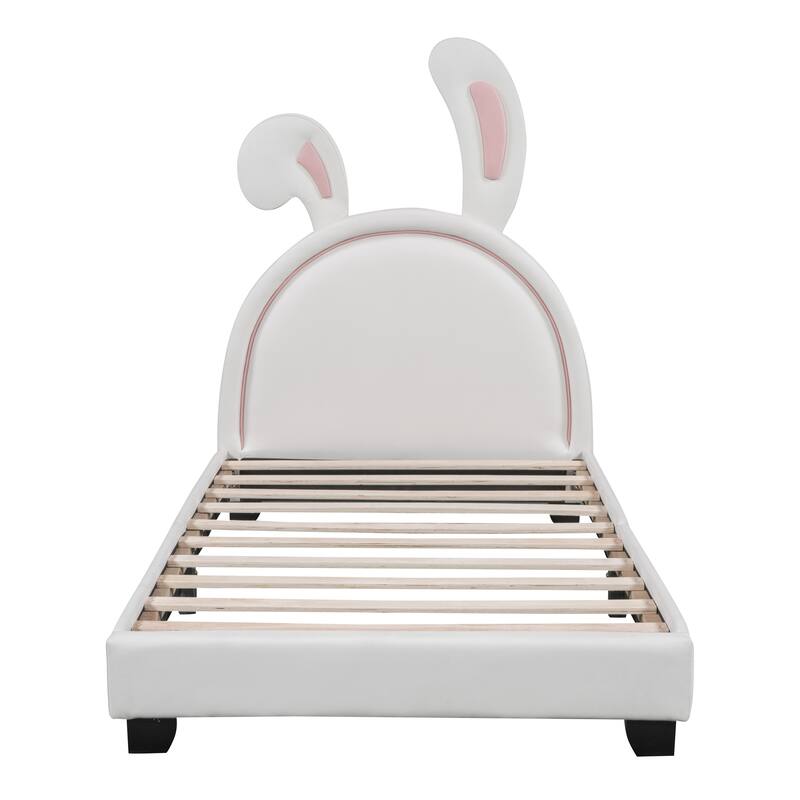 Twin Size Upholstered Leather Platform Bed