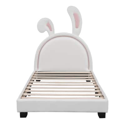 Twin Size Upholstered Leather Platform Bed