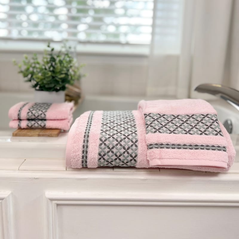 KAFTHAN Textile Plaid Turkish Cotton Bath Towels (Set of 4) - 59"L x 35"W x 0.5"H