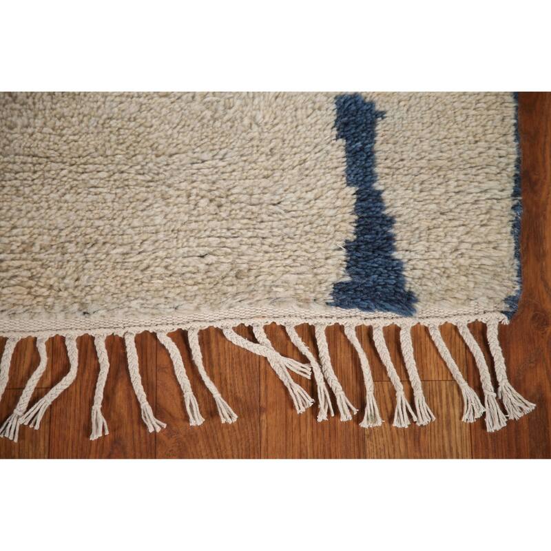 Abstract Moroccan Indian Area Rug Hand-Knotted Wool Carpet - 4'11"x 7'9"