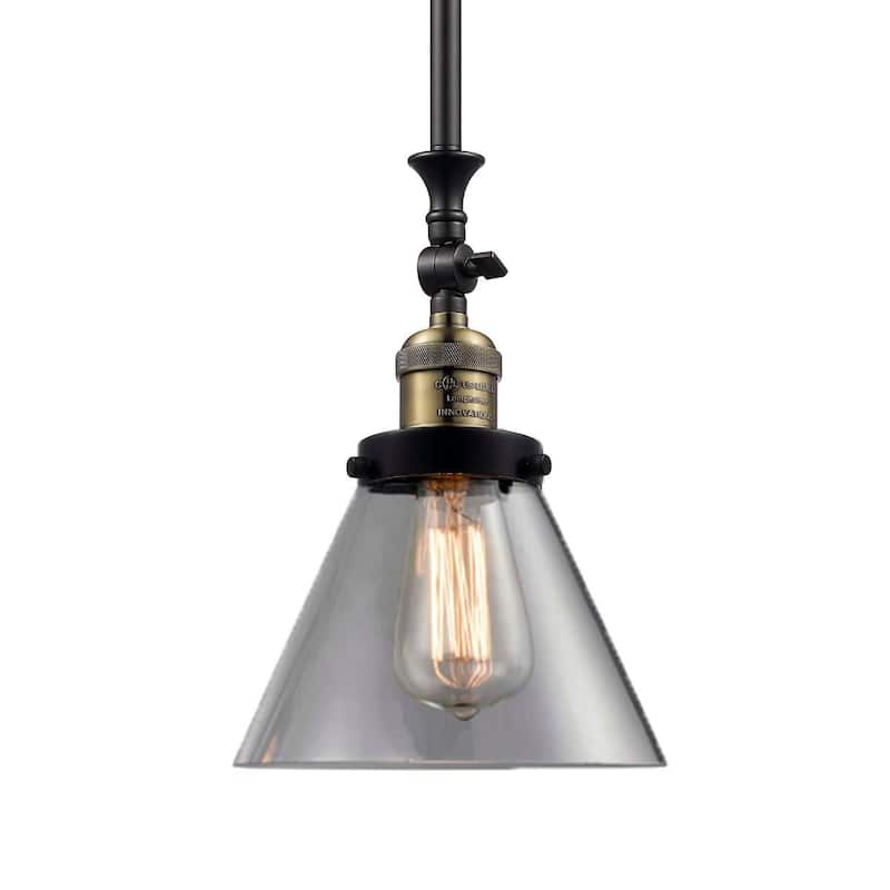 Innovations Lighting Large Cone 8" Wide Adjustable Mini Pendant - Black / Antique Brass / Clear