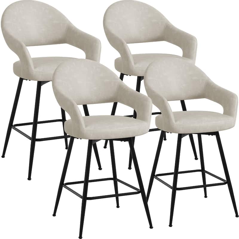 26" Velvet/ Faux Leather Counter Height Swivel Bar Stools Set of 2/4 - 39.2"H x 20.4"W X 22"D