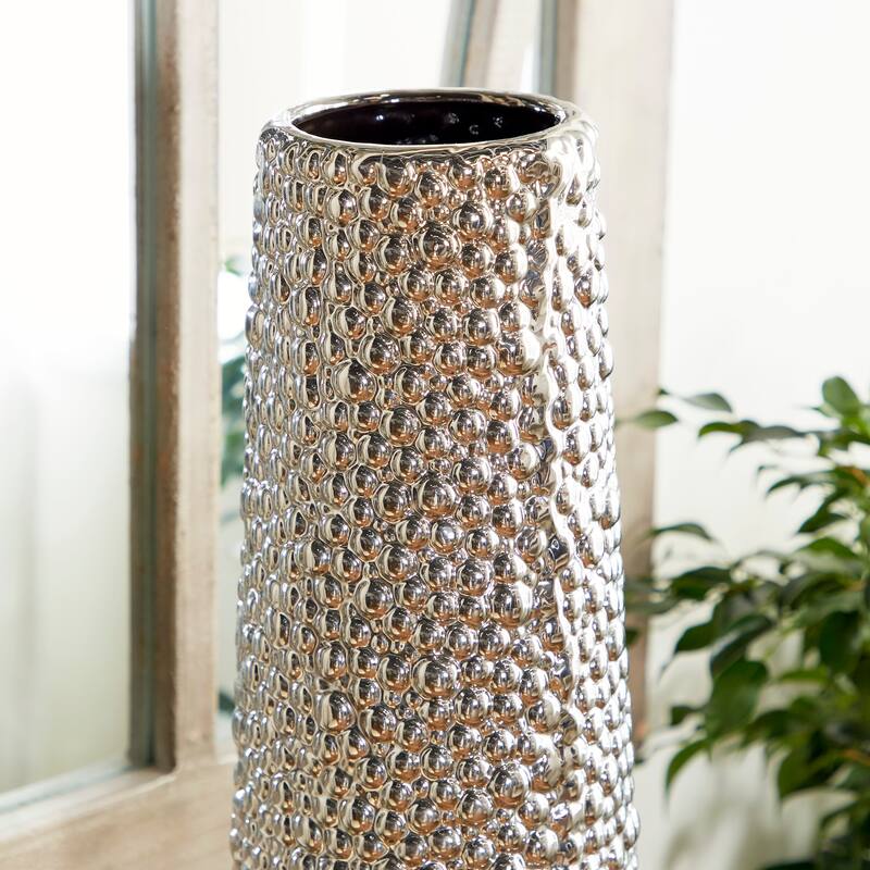Minimalist Ceramic Modern Tall Vase with Bubble Texture - Silver, Black, Gold, White