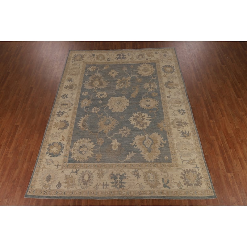 Gray Vegetable Dye Oushak Turkish Area Rug Hand-Knotted Wool Carpet - 8'9"x 11'9"