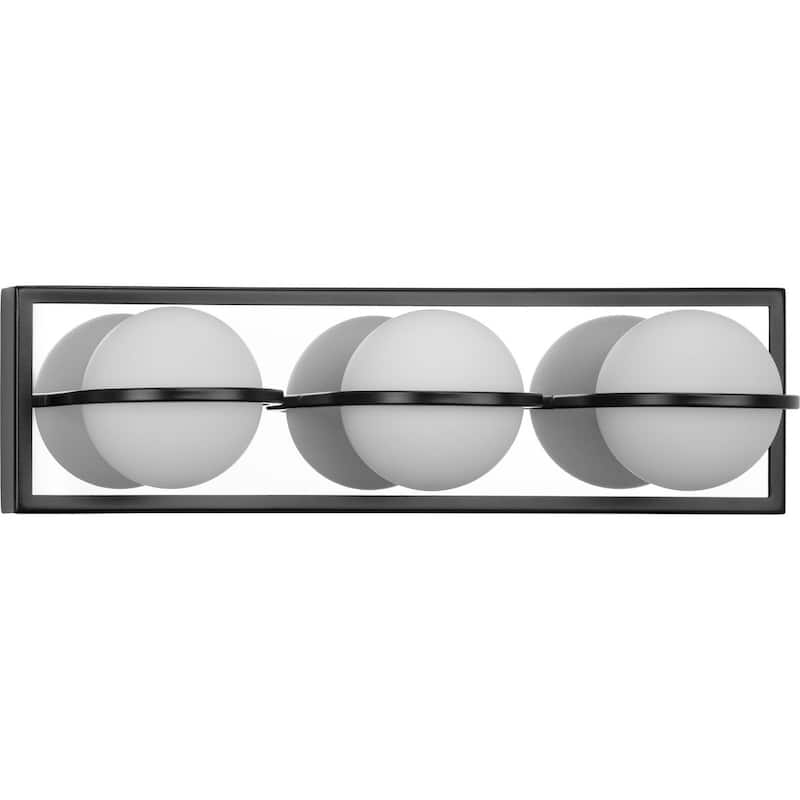 Pearl LED Collection 3-Light Matte Black Opal Glass LED Modern Bath Vanity Light - 3 Lights