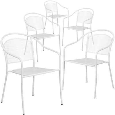 5 Pack Indoor-Outdoor Steel Patio Arm Chair with Round Back