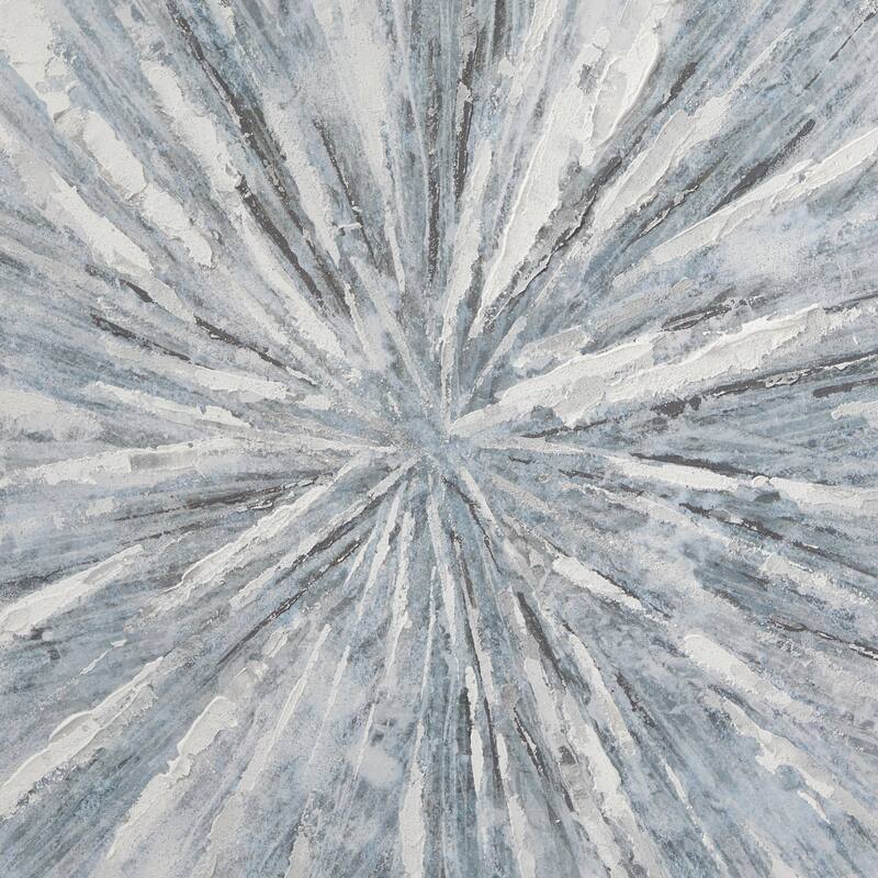 Canvas Starburst Radial Living Room Framed Wall Art with Silver Frame - White - CosmoLiving by Cosmopolitan