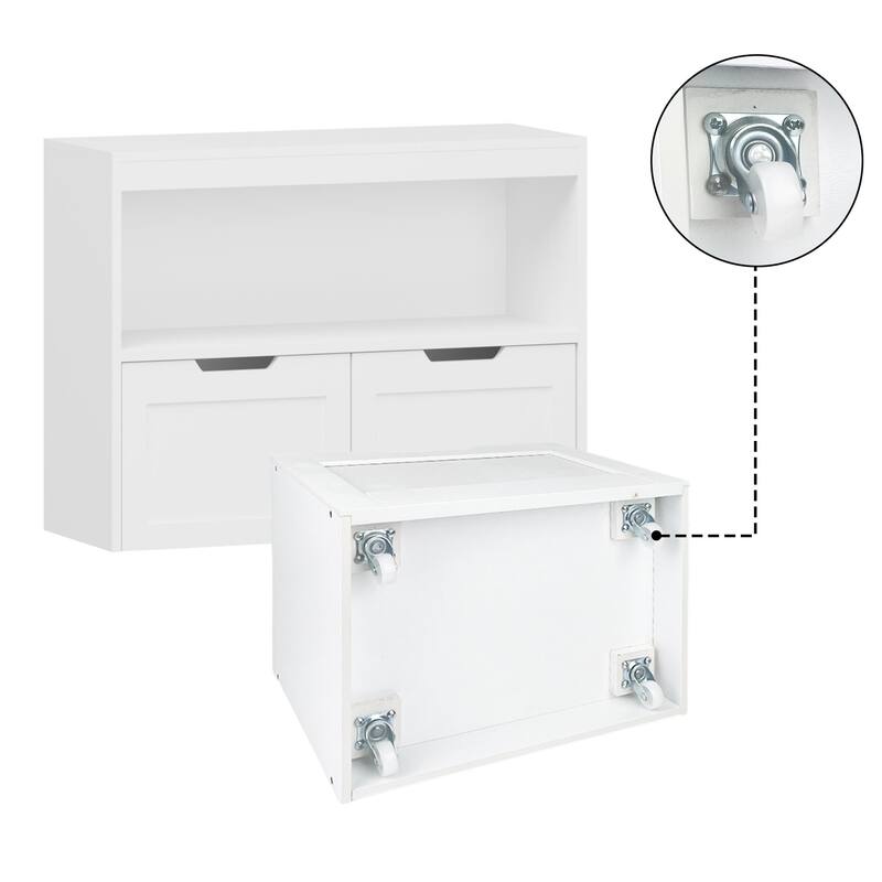 Anmytek White Storage Cabinet with Doors and Shelf Toy Organizer for Playroom and Bedroom