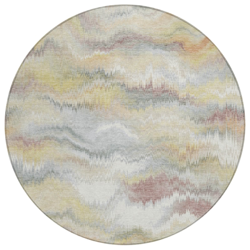 Machine Washable Indoor/ Outdoor Abstract Watercolor Chantille Rug