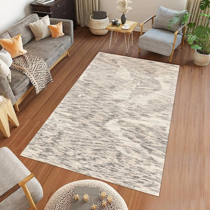 Mohave Ivory and Charcoal Abstract Hand-Hooked Area Rug 2' x 3'