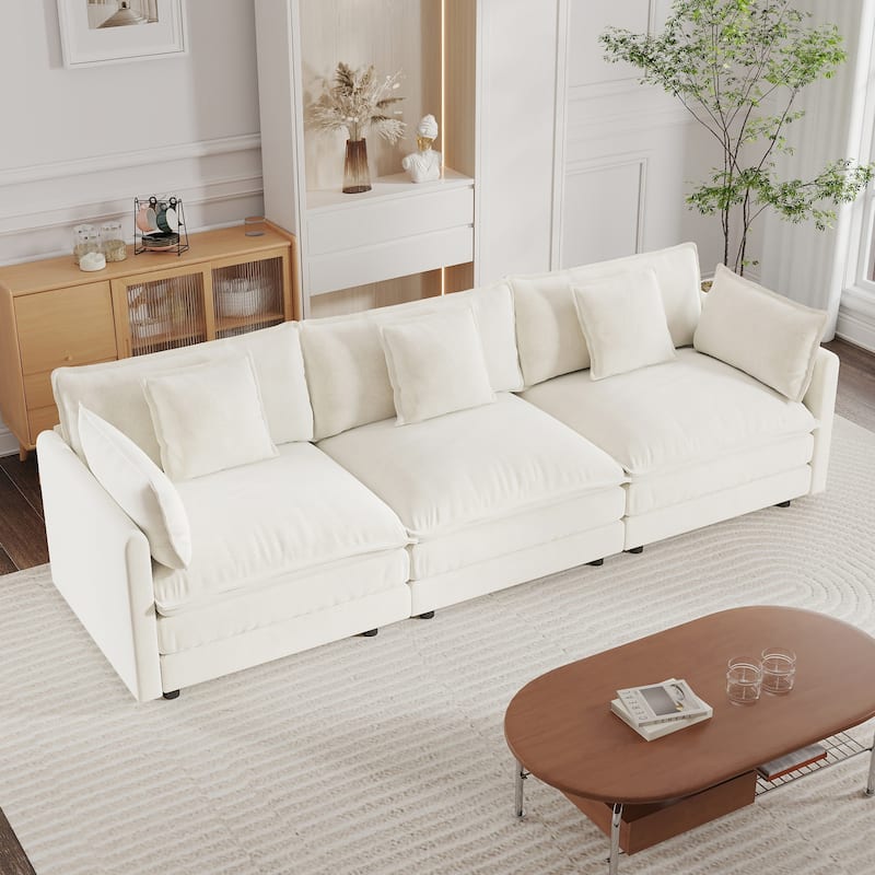 Cloud Chenille Upholstered Modular Sectional Sofa with DIY Combination Design