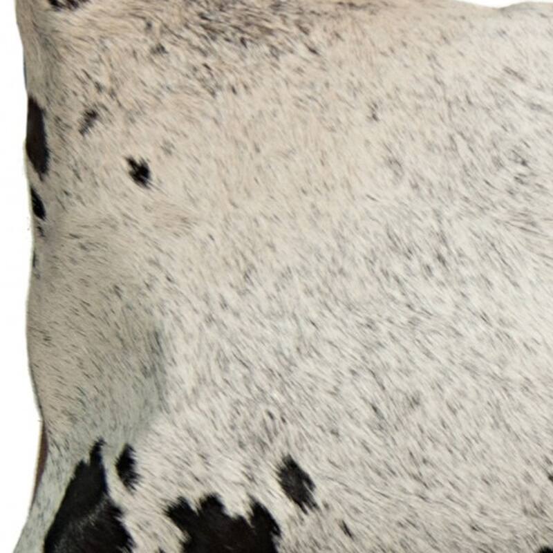 HomeRoots 12" X 20" Chocolate And White Abstract Spots Cowhide Throw Pillow