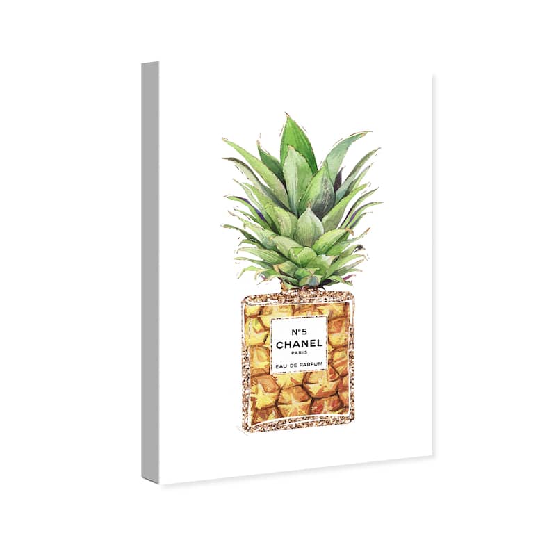Wynwood Studio 'Pineapple Parfum' Fashion and Glam Wall Art Canvas Print Perfumes - Green, Yellow