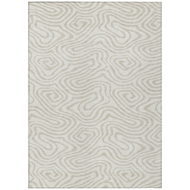 Machine Washable Indoor/ Outdoor Abstract Modern Chantille Rug